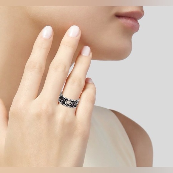 Gucci Sterling Silver GG Flower Ring size 6 with COA - Picture 2 of 6